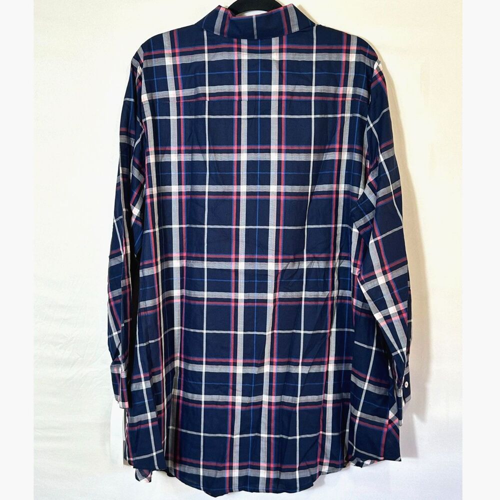 Foxcroft Womens Plus Size 18W Long Sleeve Cici Herringbone Plaid Tunic Shirt NWT - Picture 5 of 6